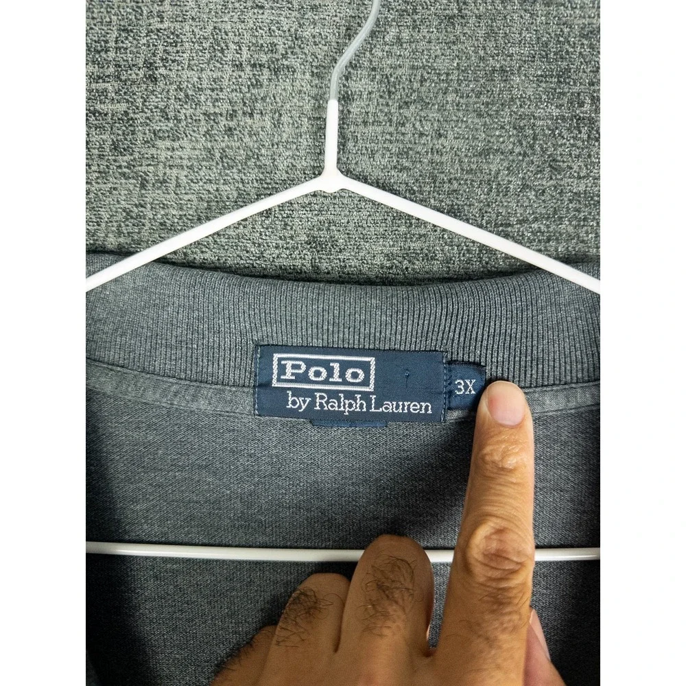Polo Ralph Lauren Long Sleeve Polo Shirt Mens 3X Gray‎ Cotton Pique Classic Fit